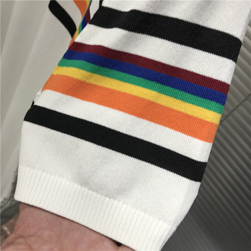 T-shirt en polyester imprimé à rayures colorées