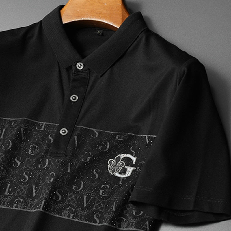 Solid Letter Pattern Short Sleeve Polo Shirts