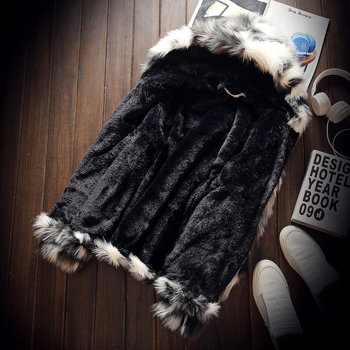 Fleece Fur Mix Color Jacket