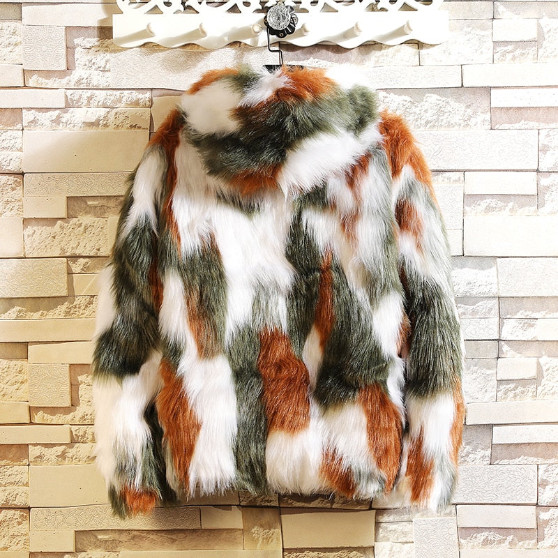 Fleece Fur Mix Color Jacket