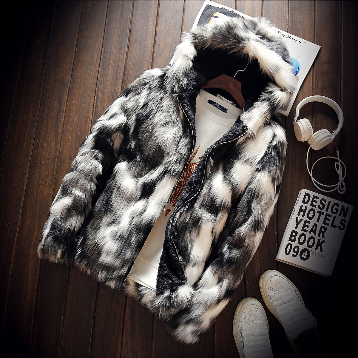 Fleece Fur Mix Color Jacket