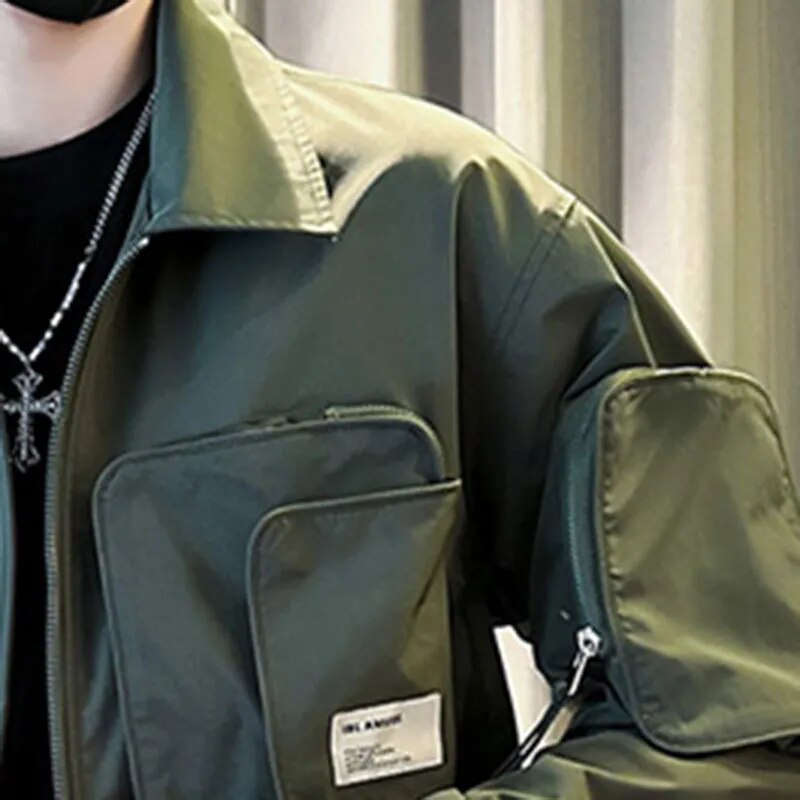 Streetwear Zipper 3D Pockets Bomber Jacket