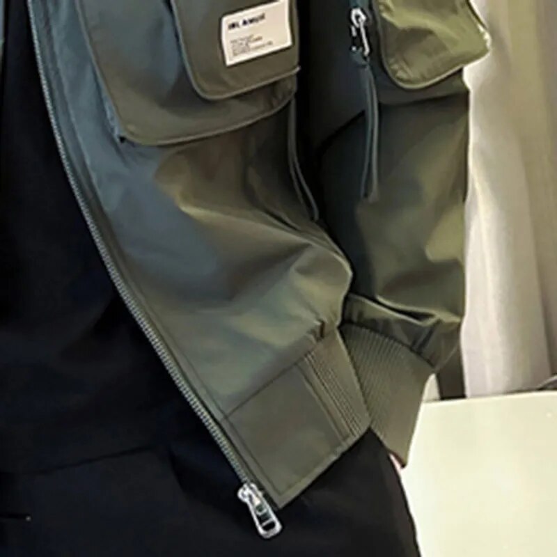Streetwear Zipper 3D Pockets Bomber Jacket