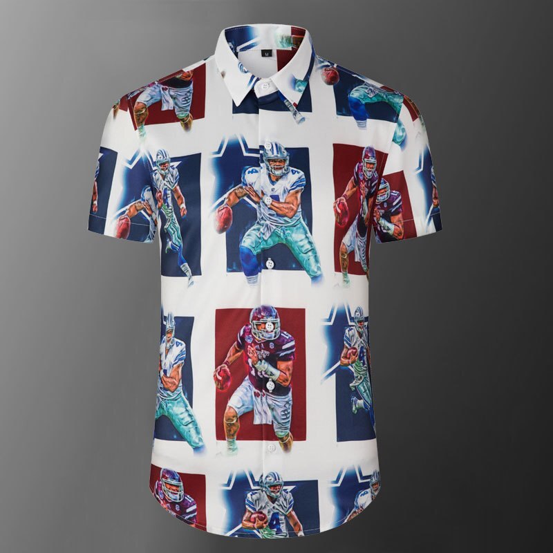 Casual Printed Contrast Short Sleeve Shirt