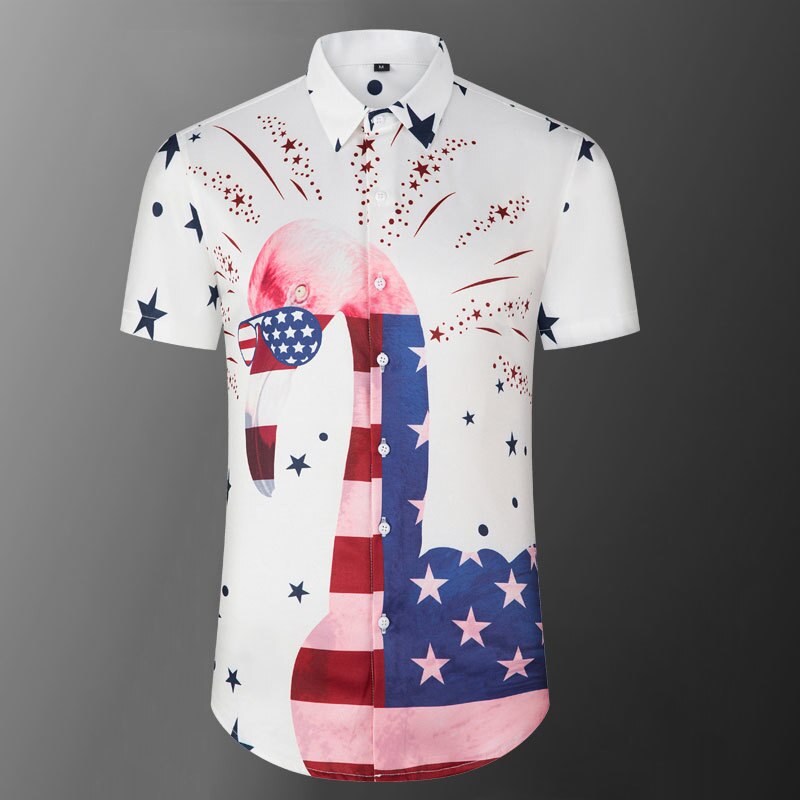 Casual Printed Contrast Short Sleeve Shirt