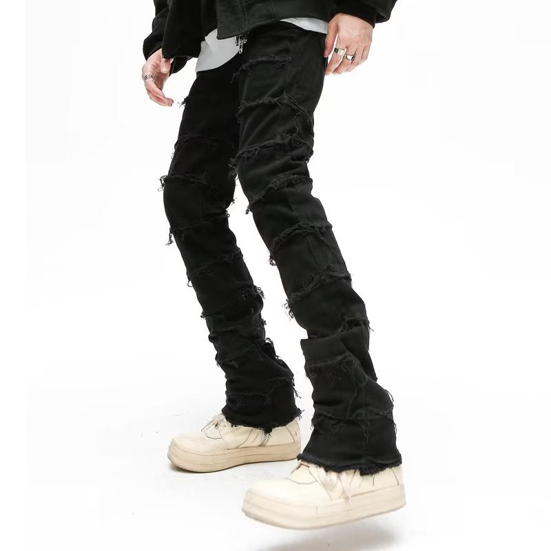 Solid Color Tassels Grunge Jeans