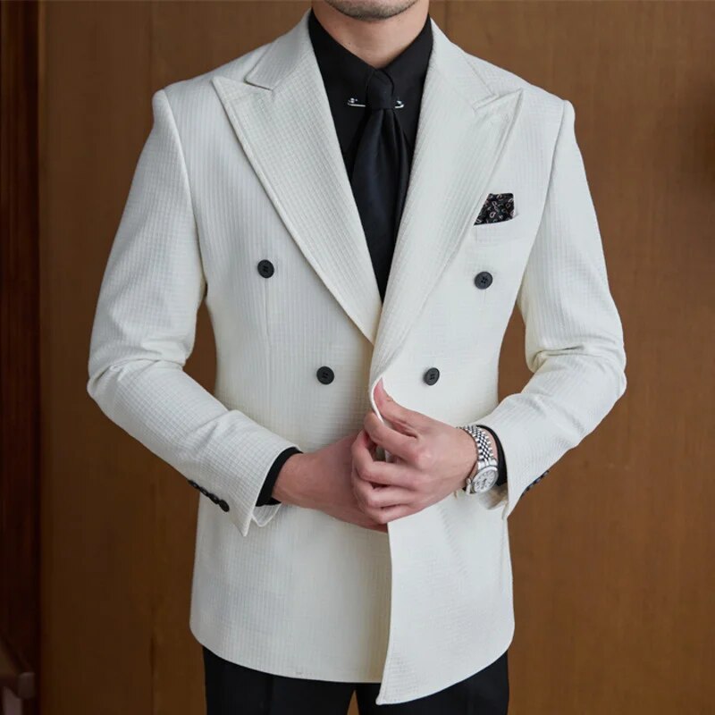 Double Breasted Lapel Collar Jacket Blazer main image 0