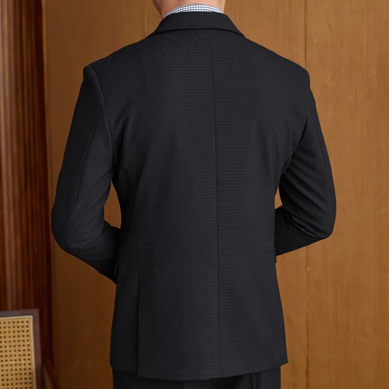 Lapel Collar Double-Breasted Blazer