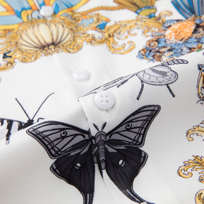 Long Sleeve Baroque Print Pattern Shirt