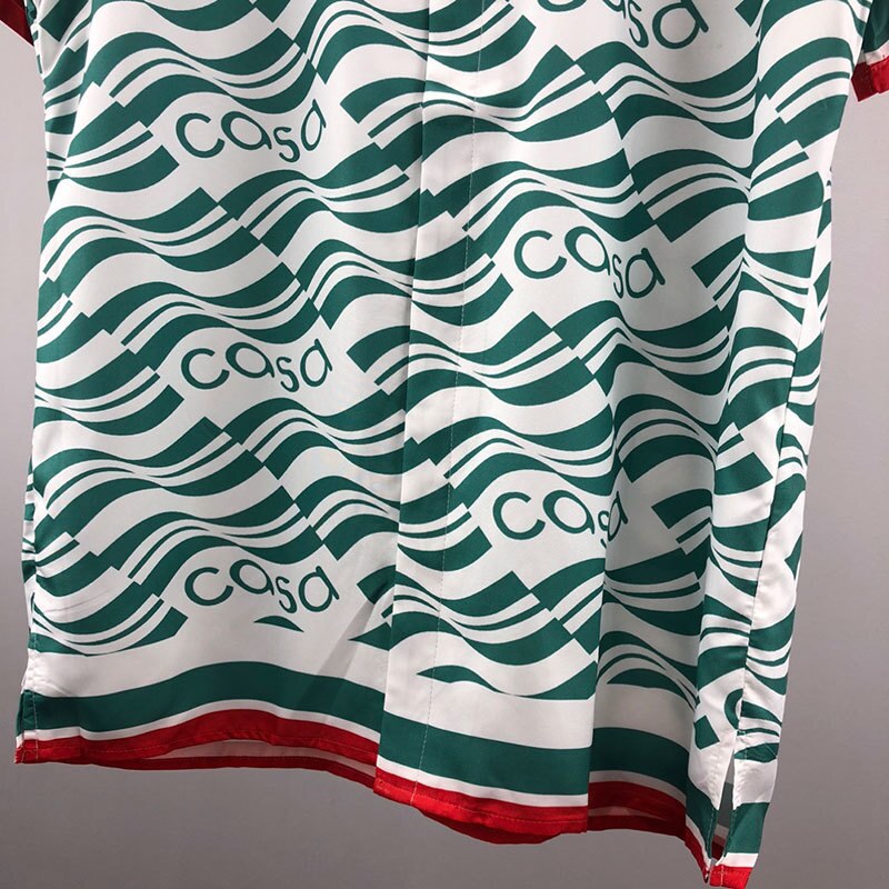 Green Geometric Pattern Printed Short Sleeve Shirt