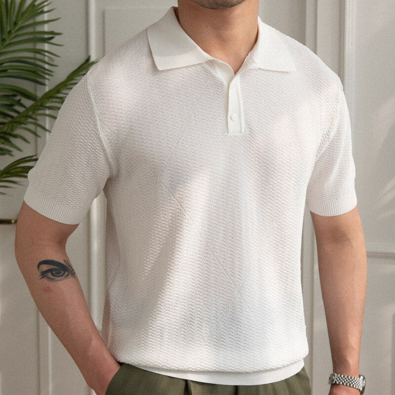 Casual Solid Color Short Sleeve Polo Shirt