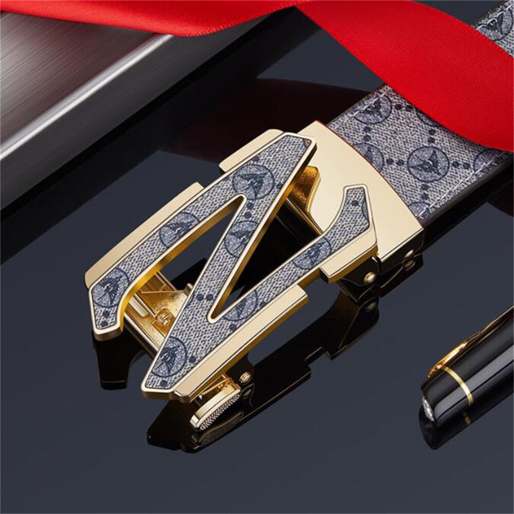 Z Buckle Pattern Leather Belt