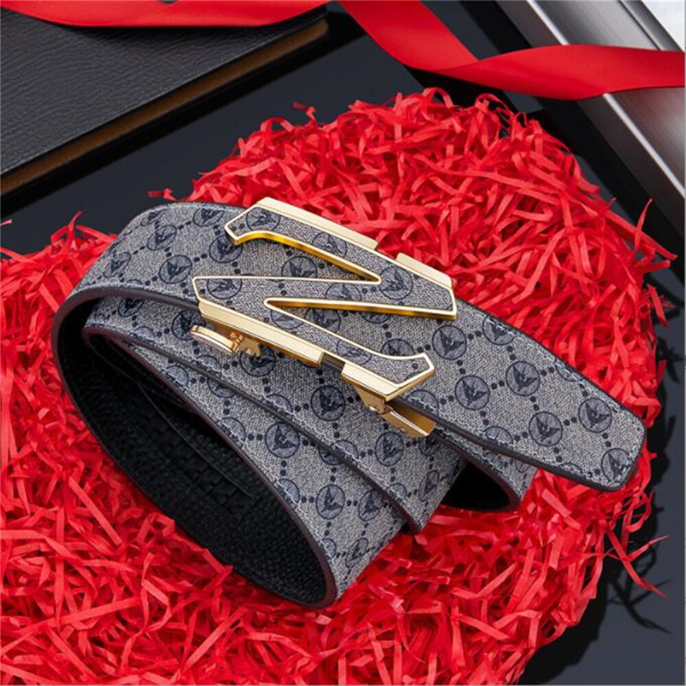 Z Buckle Pattern Leather Belt