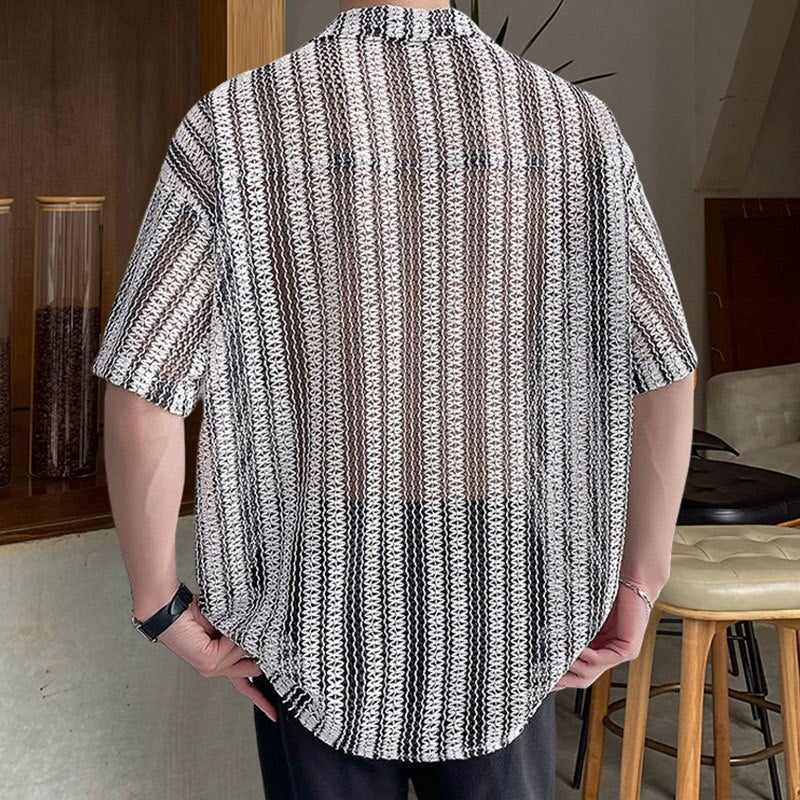 See Through Hollow Short Sleeve Shirt