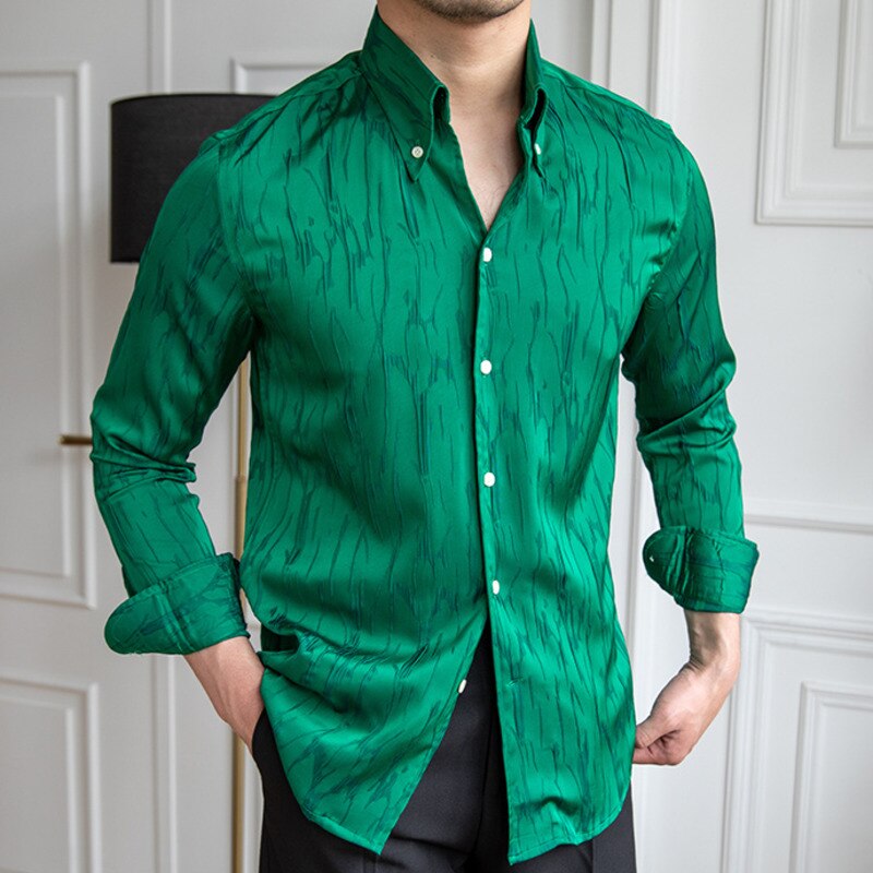 Solid Color Simple Pleated Slim Shirt