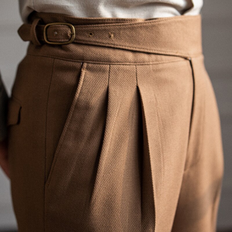 Belt Buckle Solid Regular Trousers