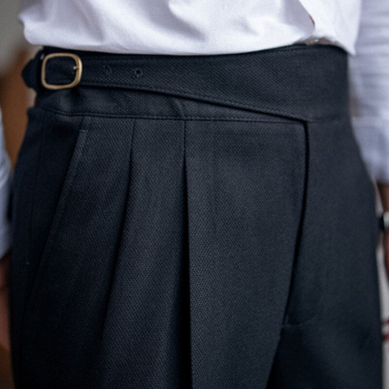 Belt Buckle Solid Regular Trousers