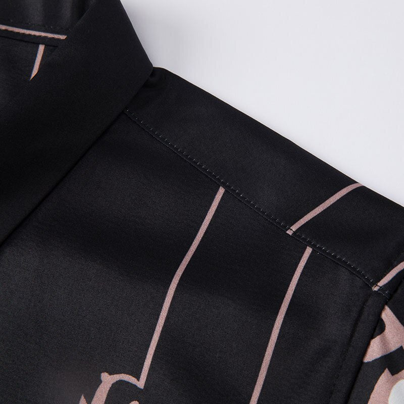 Black Baroque Flower Long Sleeve Shirt