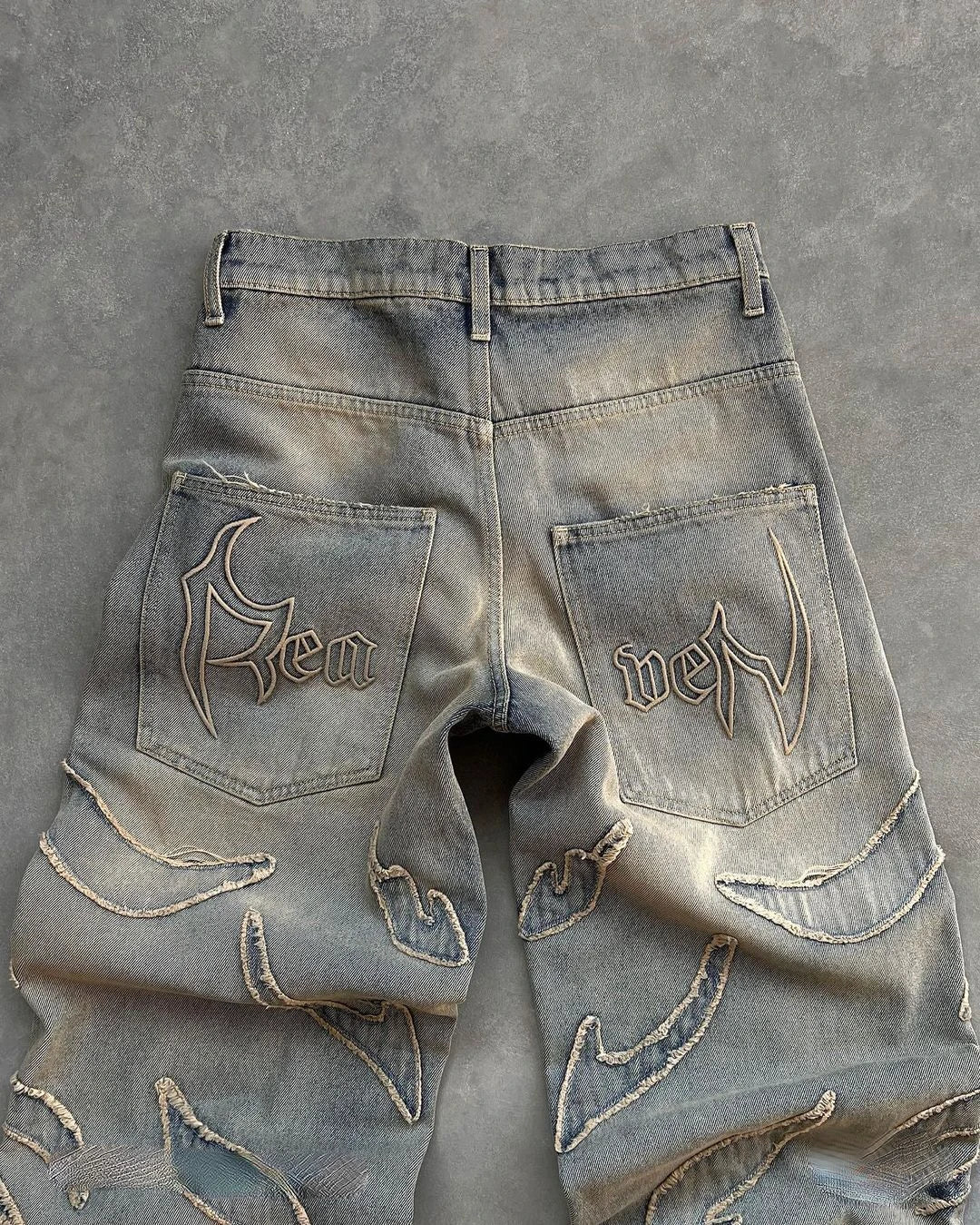 Vintage Embroidery Patchwork Jeans