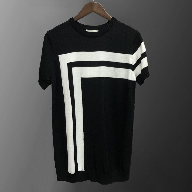 Double Bold Lines Polyester T-Shirt
