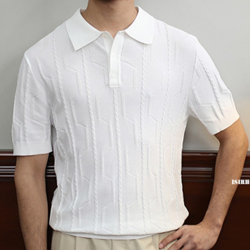 Knitted Striped Vintage Polo Shirt
