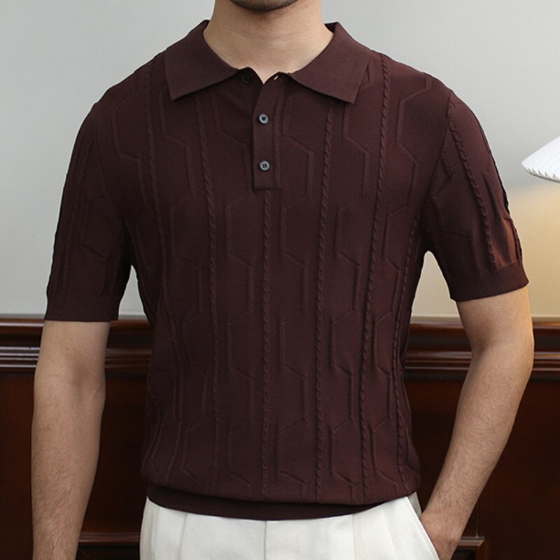 Knitted Striped Vintage Polo Shirt