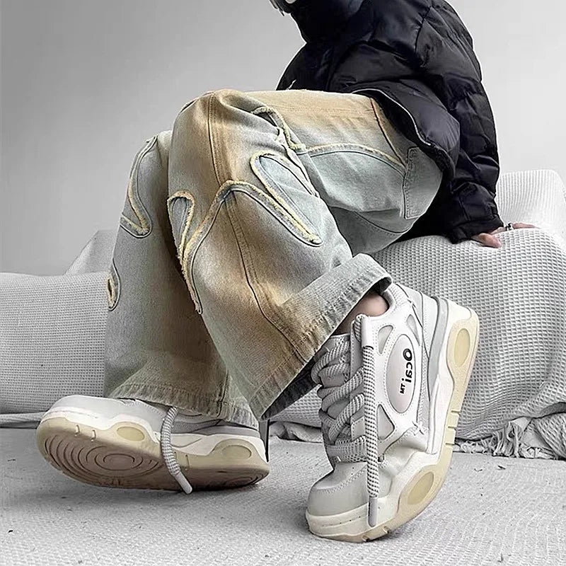 Washed Blue Old Hip-Hop Jeans