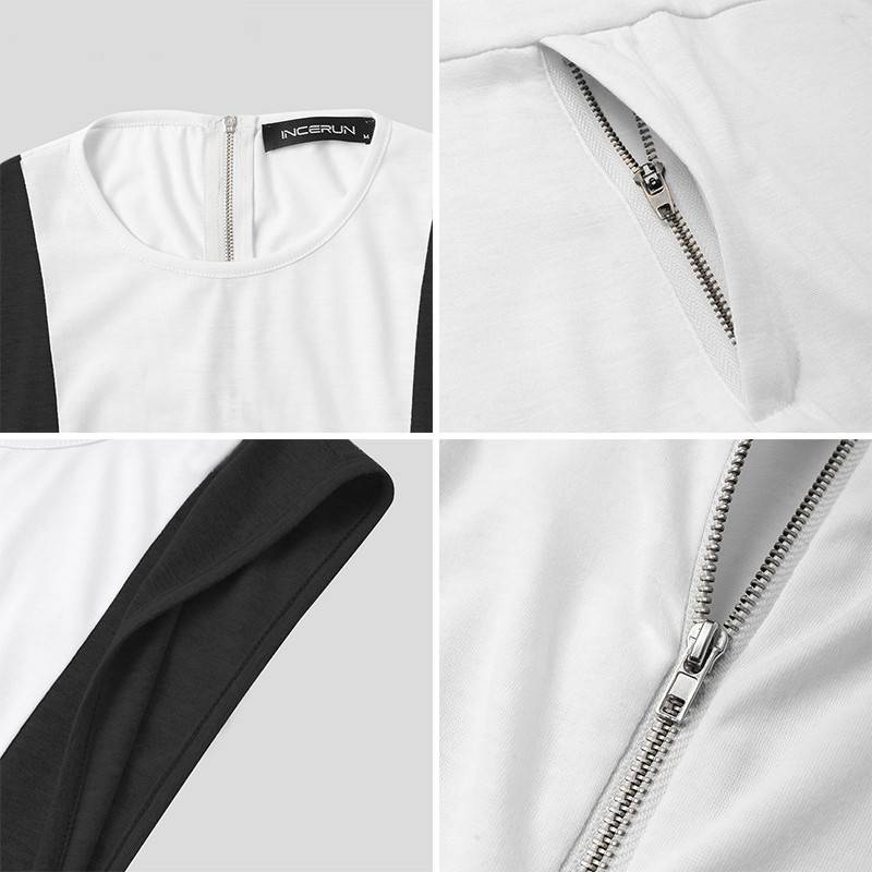 Combinaison sans manches à rayures latérales unies