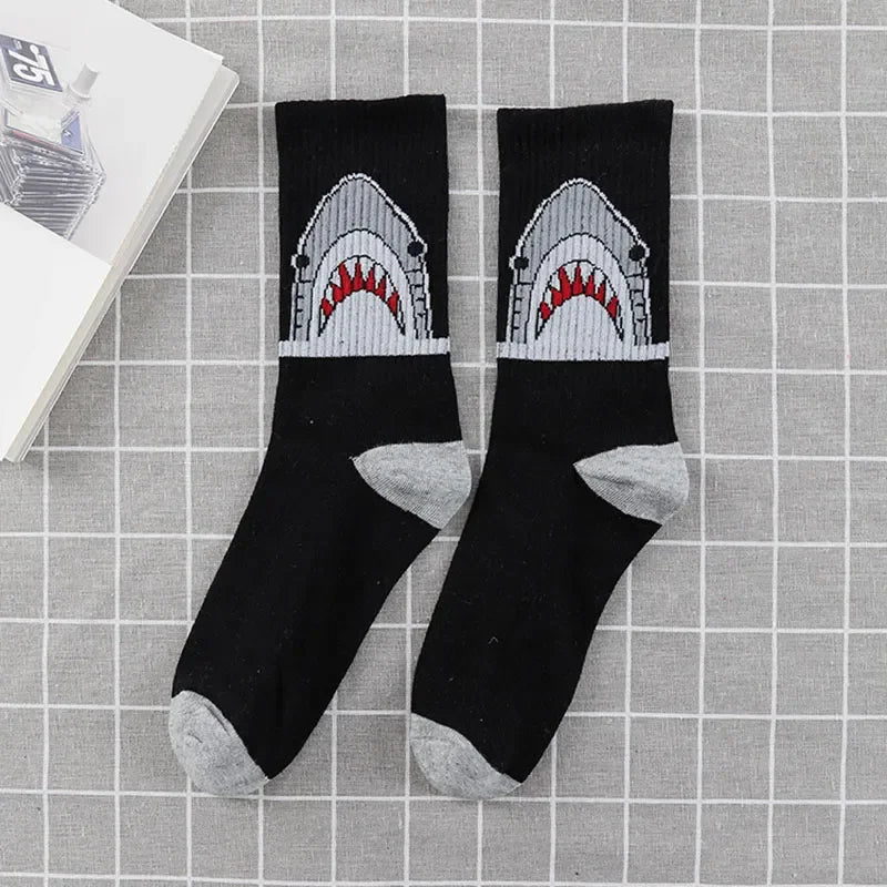 Cartoon Shark Pattern Cotton Socks
