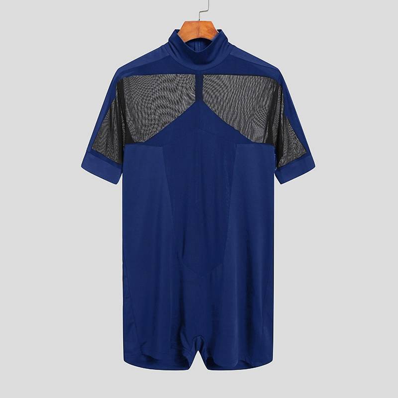 Half Mesh Two-Tone Short Sleeve T-Shirt