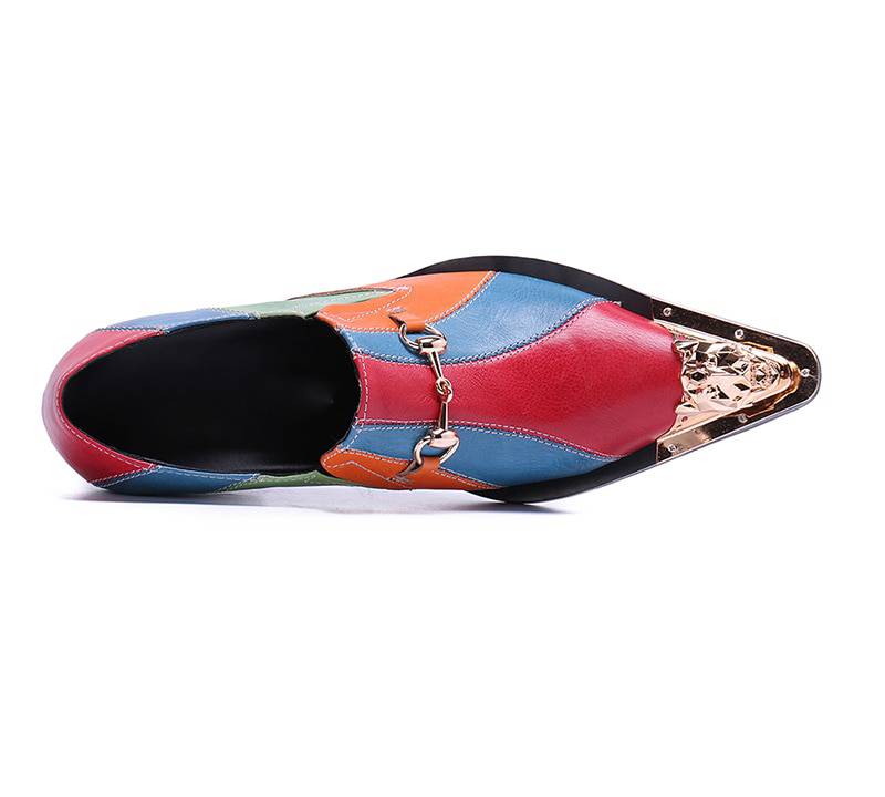 Colour Split in Pointed Metal Toe High Heels Men Shoes