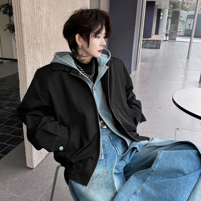Double Layer Solid Hooded Jacket