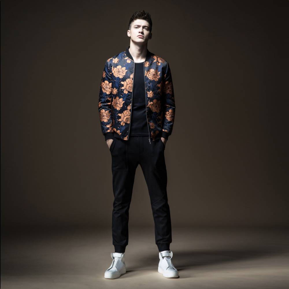 Autumn Vintage Bloom Pattern Men Bomber Jacket - FanFreakz