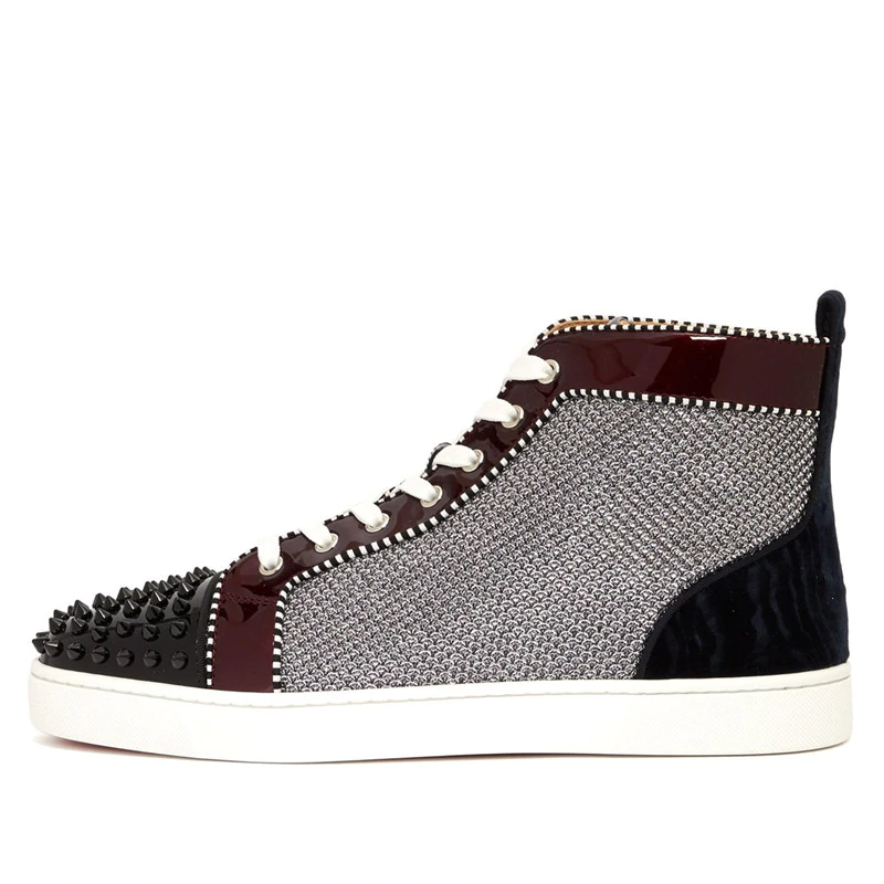 Sneaker montante en cuir métallisé Glossy Rivets pour hommes