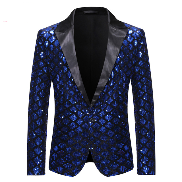 Blazer argenté à carreaux à sequins