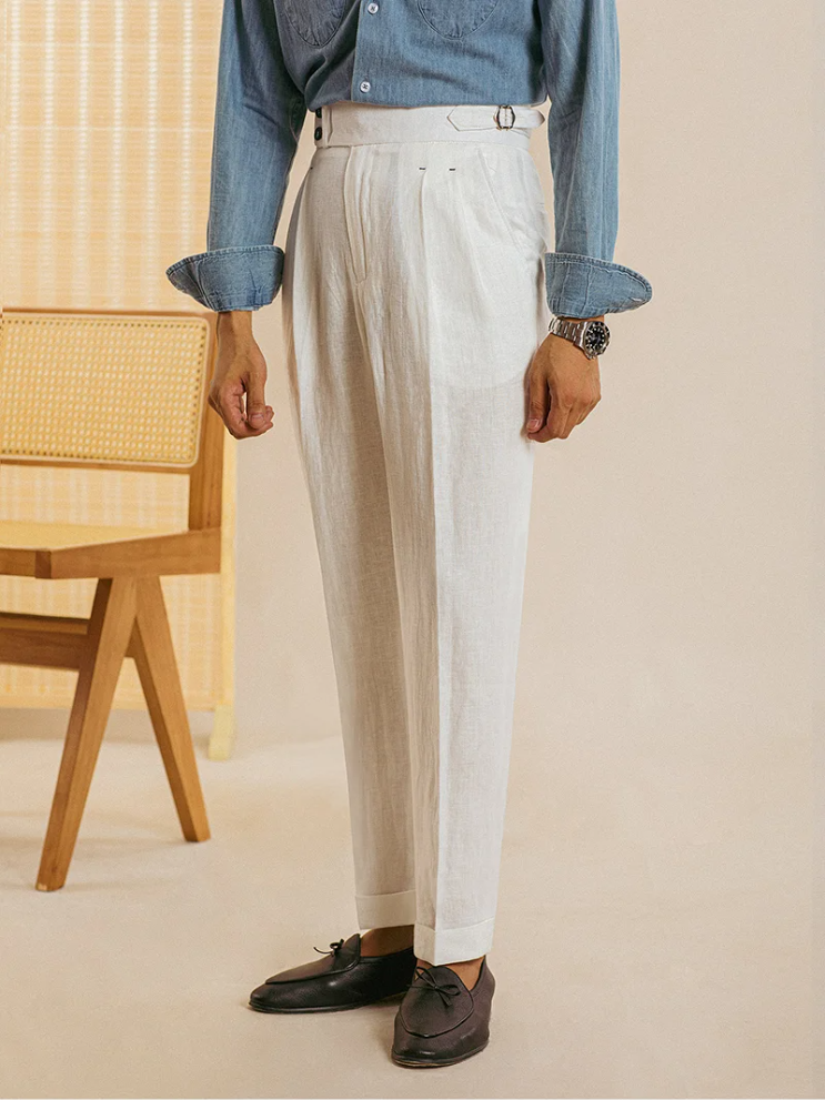 Linen Retro Casual High Waist Trousers