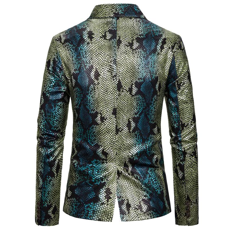 Silver Shiny Fish Scale Pattern Stage Costume Men Blazer