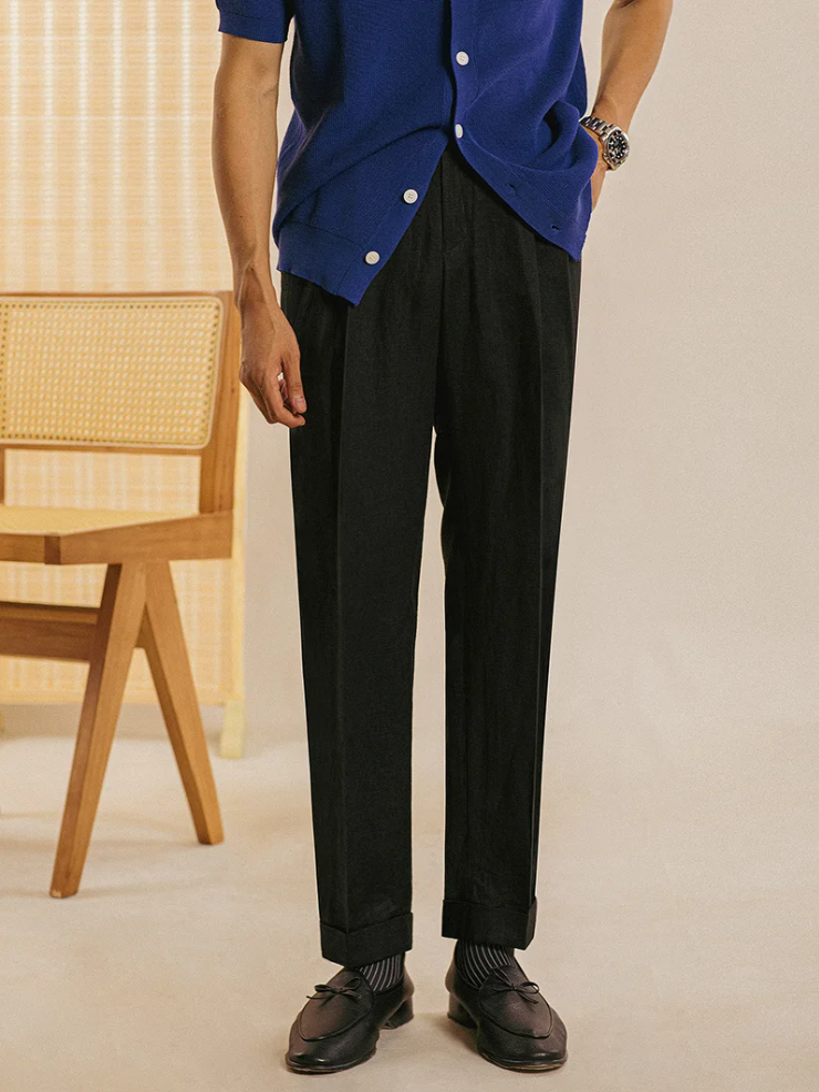 Linen Retro Casual High Waist Trousers