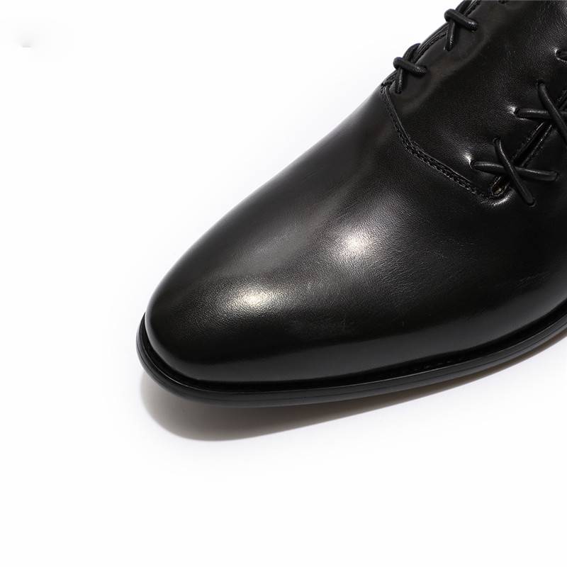 Pointed Toe Genuine Leather Criss Cross Lid Lace Up Style Men Shoes