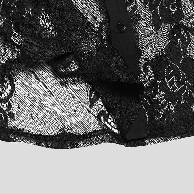 Chemise en maille à manches longues en dentelle florale