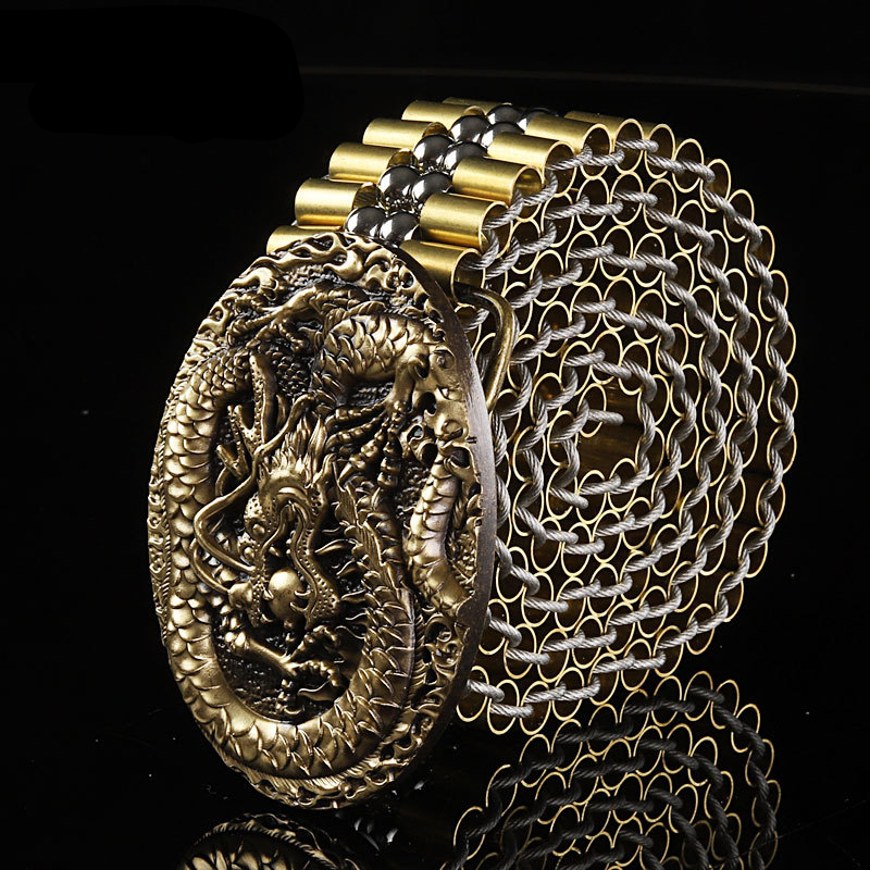 Hebilla tallada en cobre con cinturón de acero inoxidable para hombre