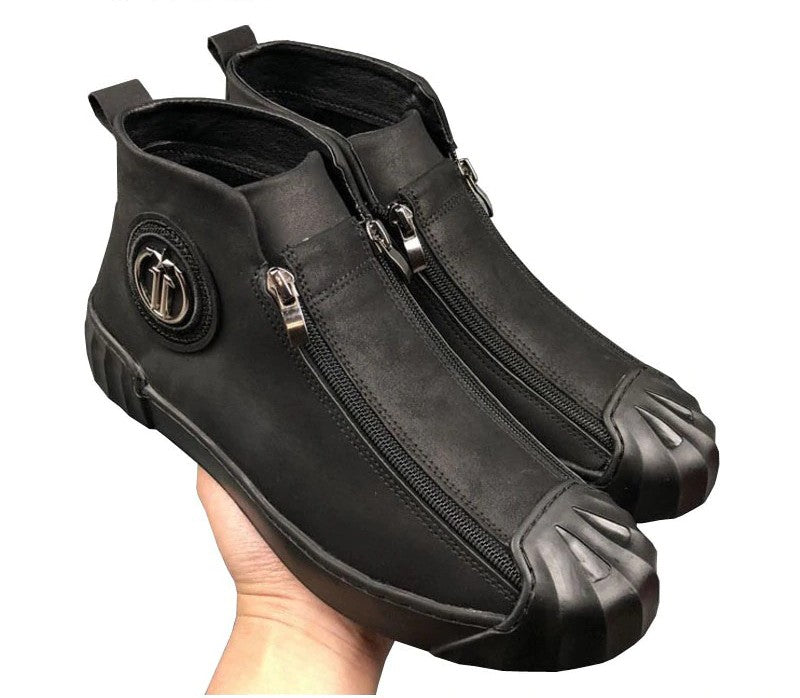 Rubber Toe with Double Zipper Men Casual Shoes