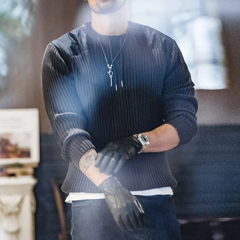 Vintage Vertical Stripes Splicing Sweater