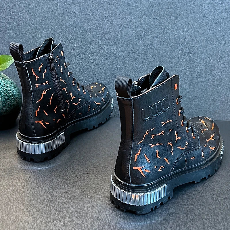 Casual Punk Style Black PU Boots