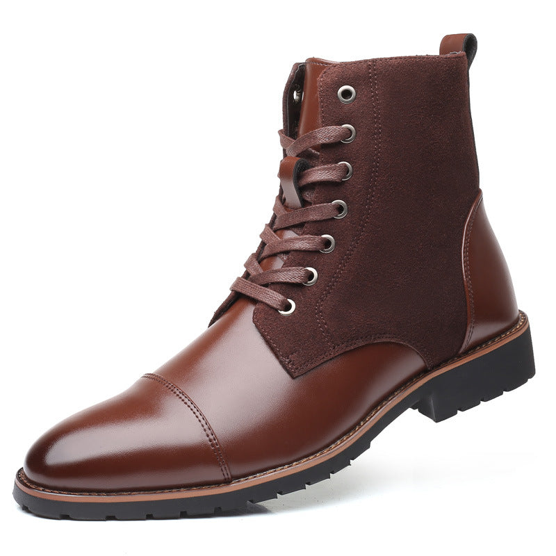 Bottes en PU pour hommes doublées chaudes au look classique