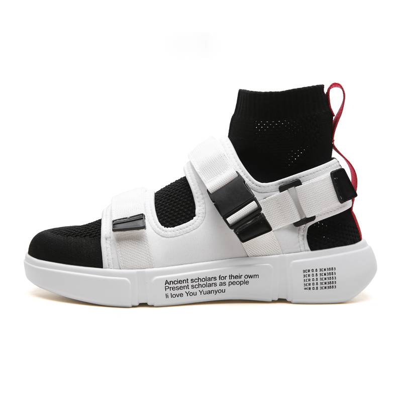 High Top Casual Socks Buckle Breathable Thick Bottom Style Men Sneaker