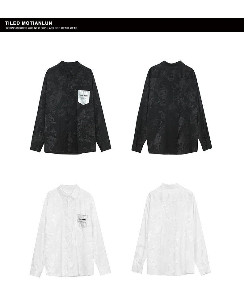 Chemise à manches longues imprimée dragon invisible