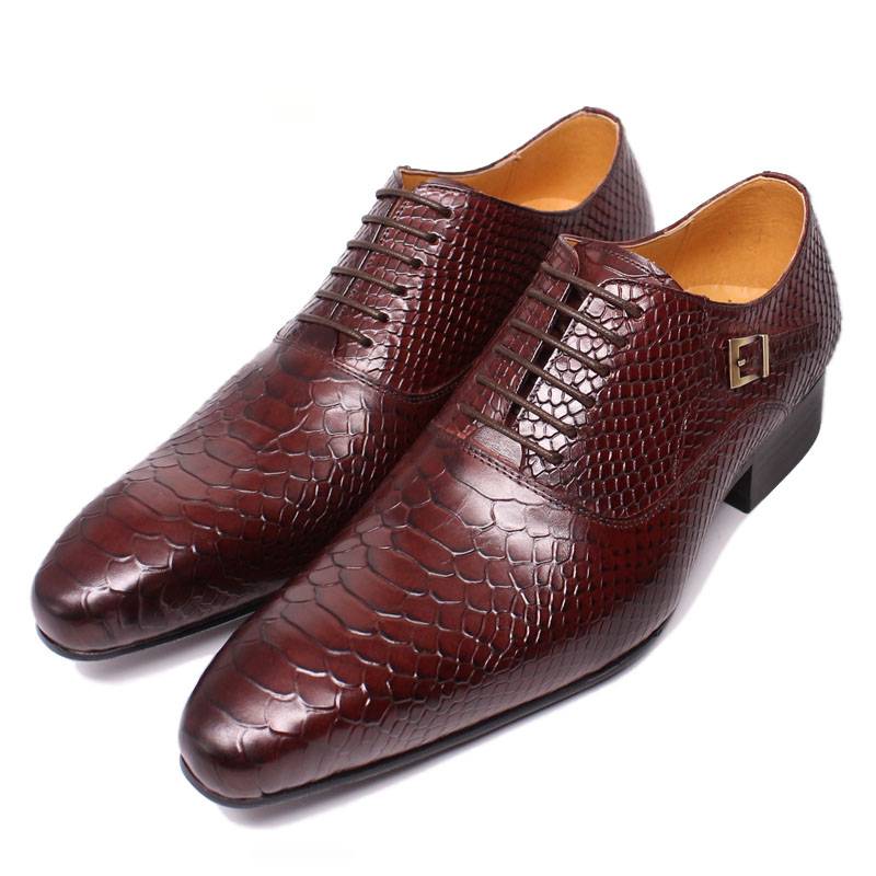 Snake Skin Pattern Leather Pointed Tor Men Oxford Shoes