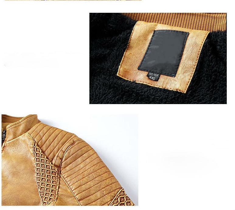 Veste en cuir d'hiver Light Hue Biker pour hommes