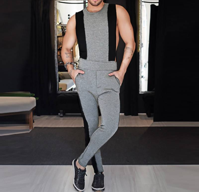 Mono sin mangas estilo raya lateral sólida